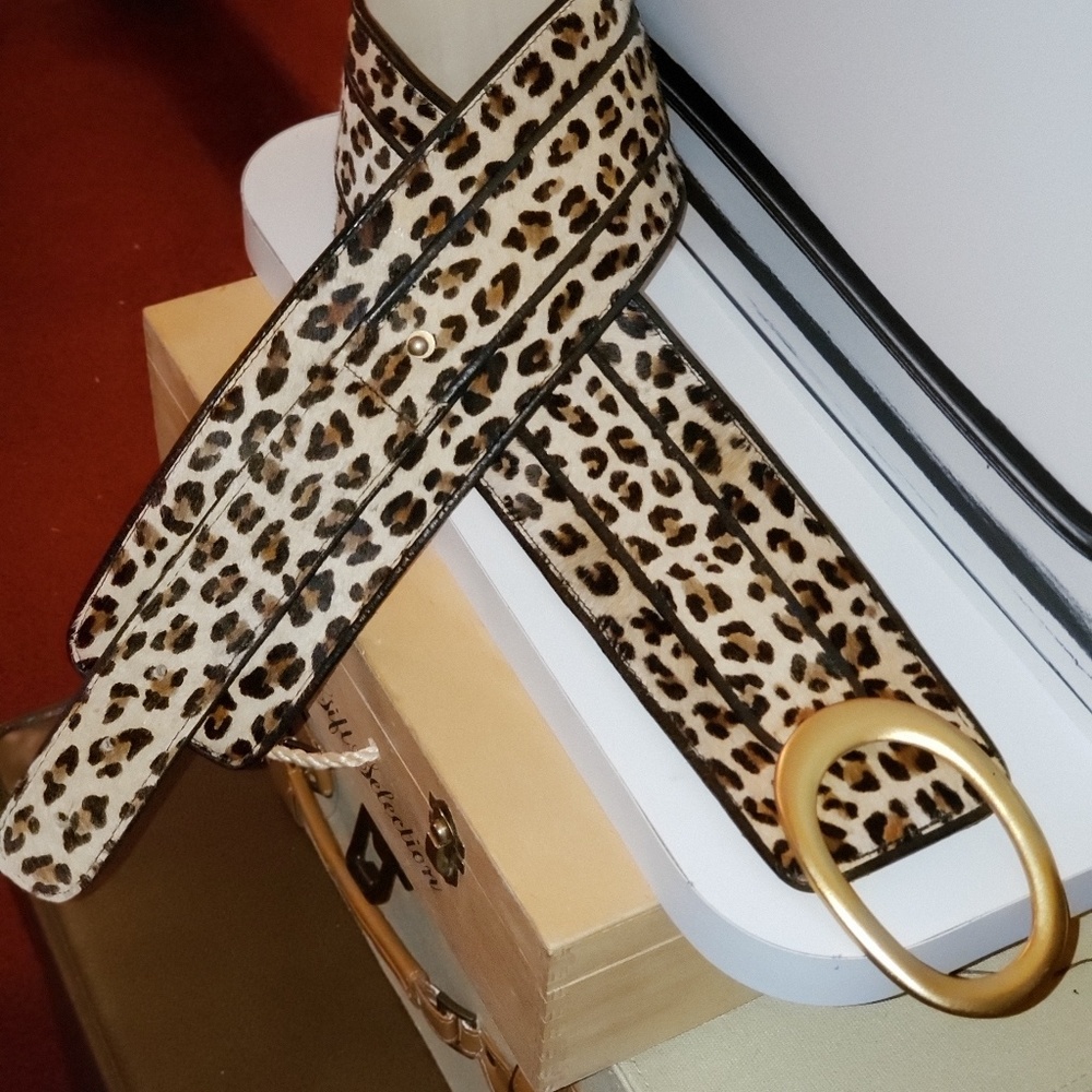 Authentic Leatherock Cheetah Print Fur Belt